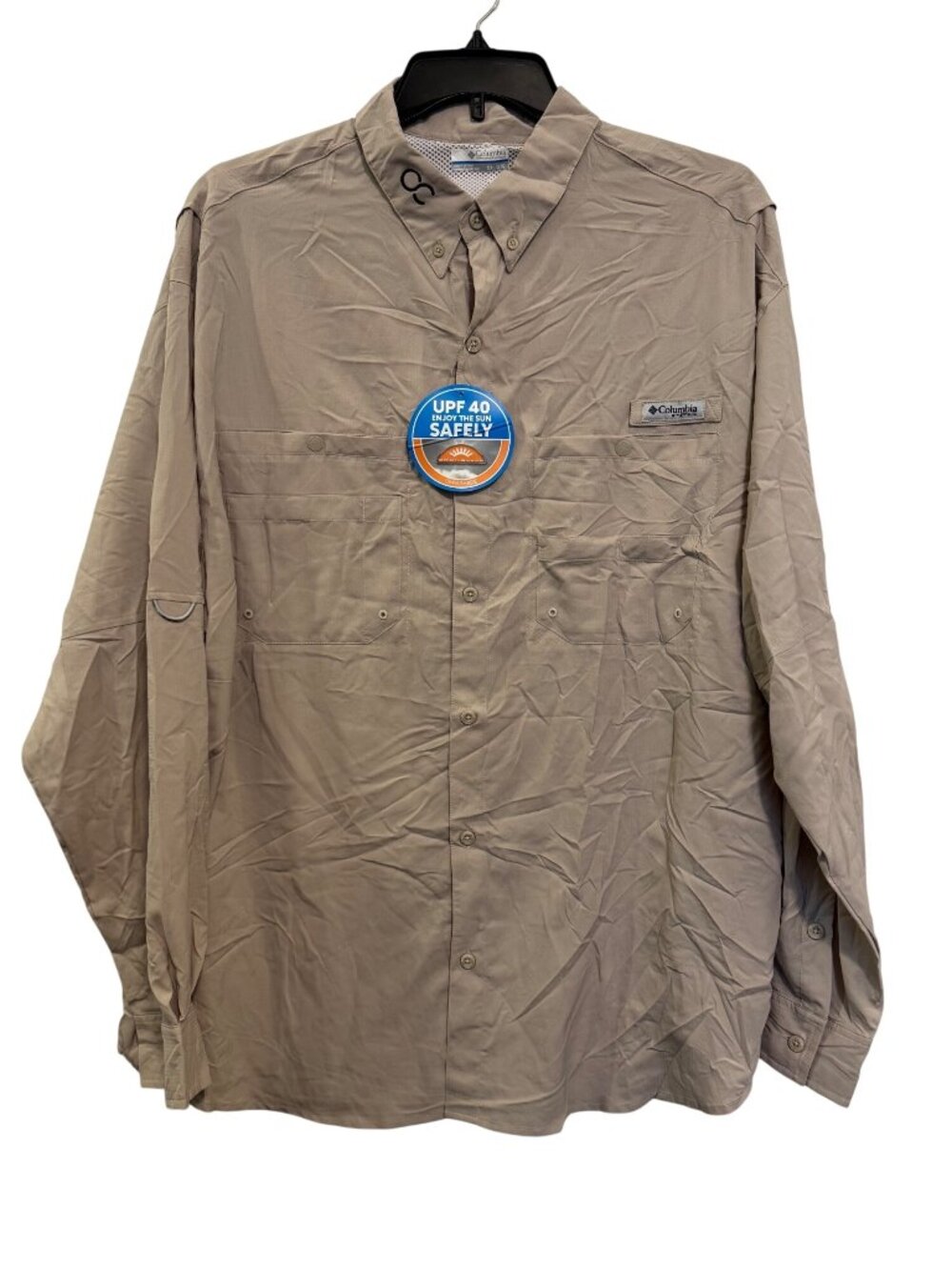 Columbia PFG Mens Long Sleeve Shirt Beige XXL UPF 40 Omni-Shade
